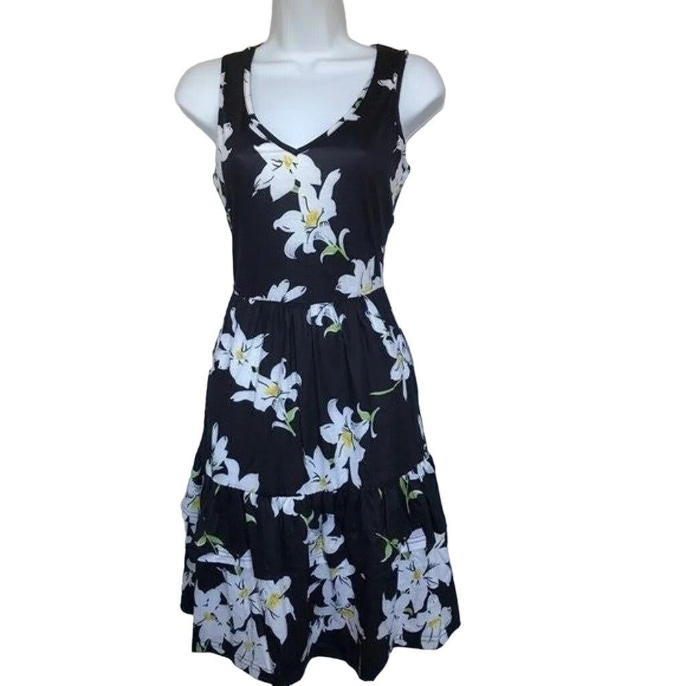 Ouges - Black Floral Dress‎ w/Pockets- Small NWT - image 4